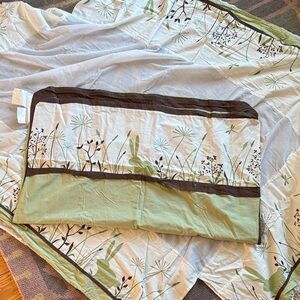 Floral Bunny Green and Brown Crib Bedding Skirt and duvet cover.